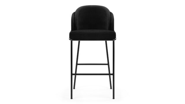 The Aben – Black Velvet with Black Legs, Bar Stool